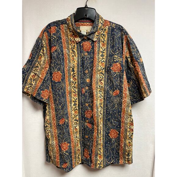 Vintage‎ The Territory Ahead button short sleeve shirt camp Hawaiian men’s Lg - Picture 1 of 6